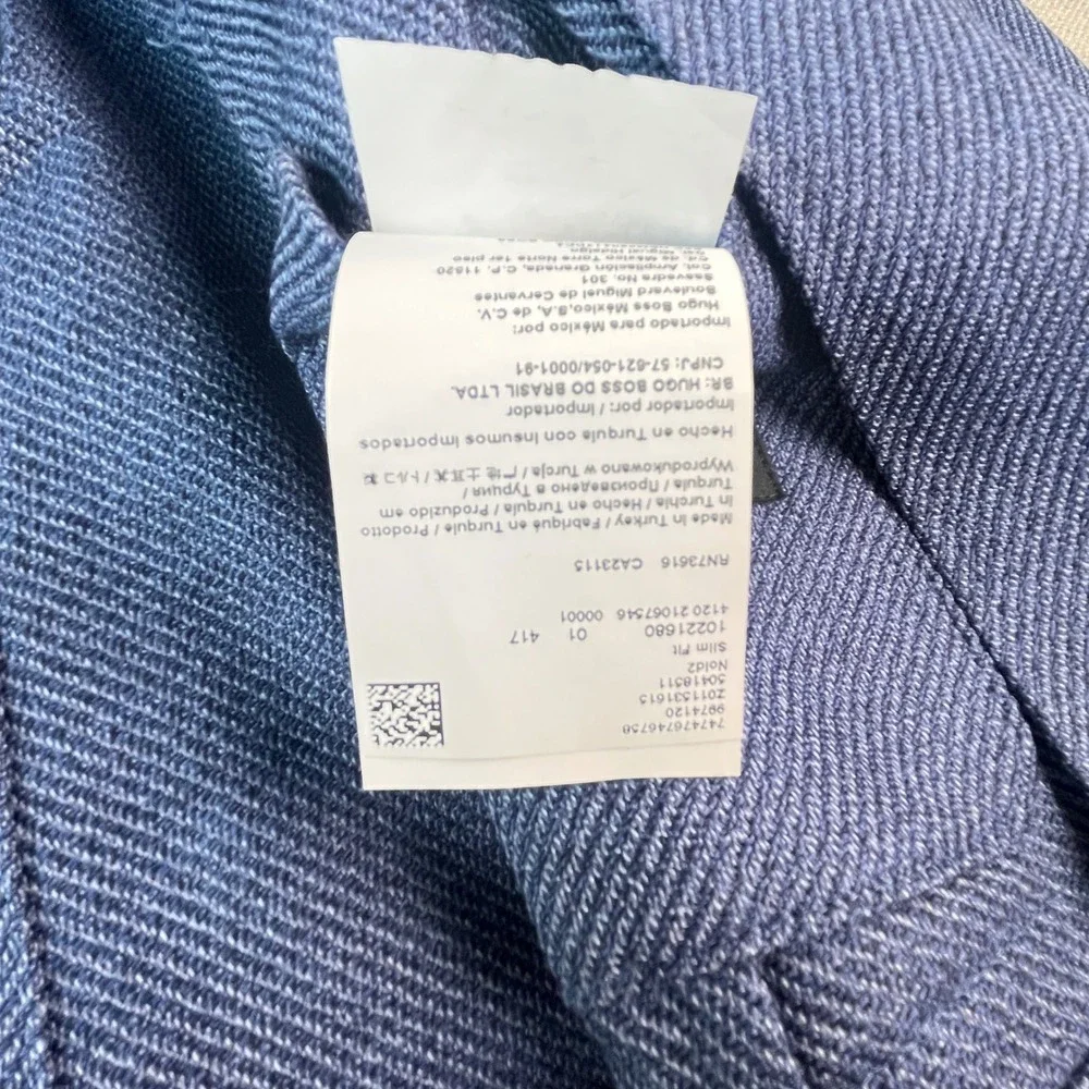 Hugo Boss Blazer Mens 40R Blue Nold2 Slim Fit Textured Two Button Sport Coat